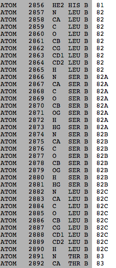 PDB文件1igy中显示插入代码的摘录。