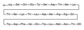 Figure 4: Amino Acid Sequence of GlucagonThe primary sequence of glucagon, ligand to GCGR, is 29 amino acids.