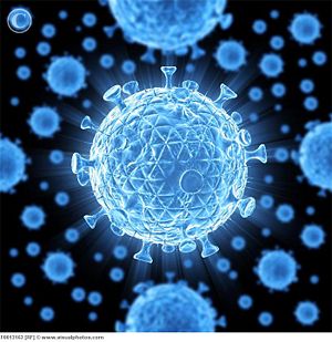 Computer generated depiction of HIV virus particle