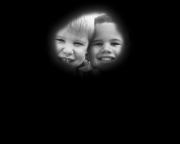 Human eyesight two children and ball with retinitis pigmentosa